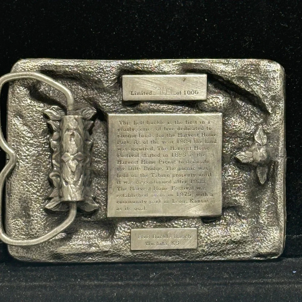 Vintage 1984 Harvest Home Festival Leon KS Limited Edition 301/1000 Belt Buckle